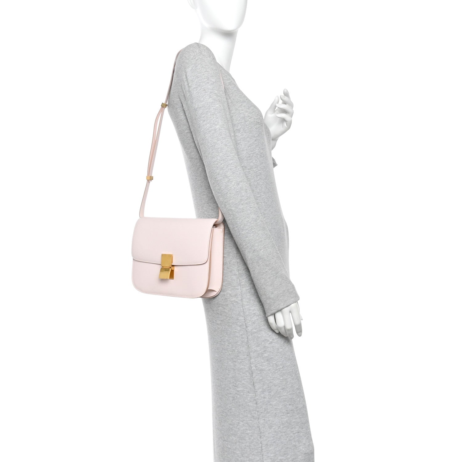 Liege Calfskin Medium Classic Box Flap Bag Pale Pink