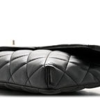 Lambskin Quilted Flap Clutch Black