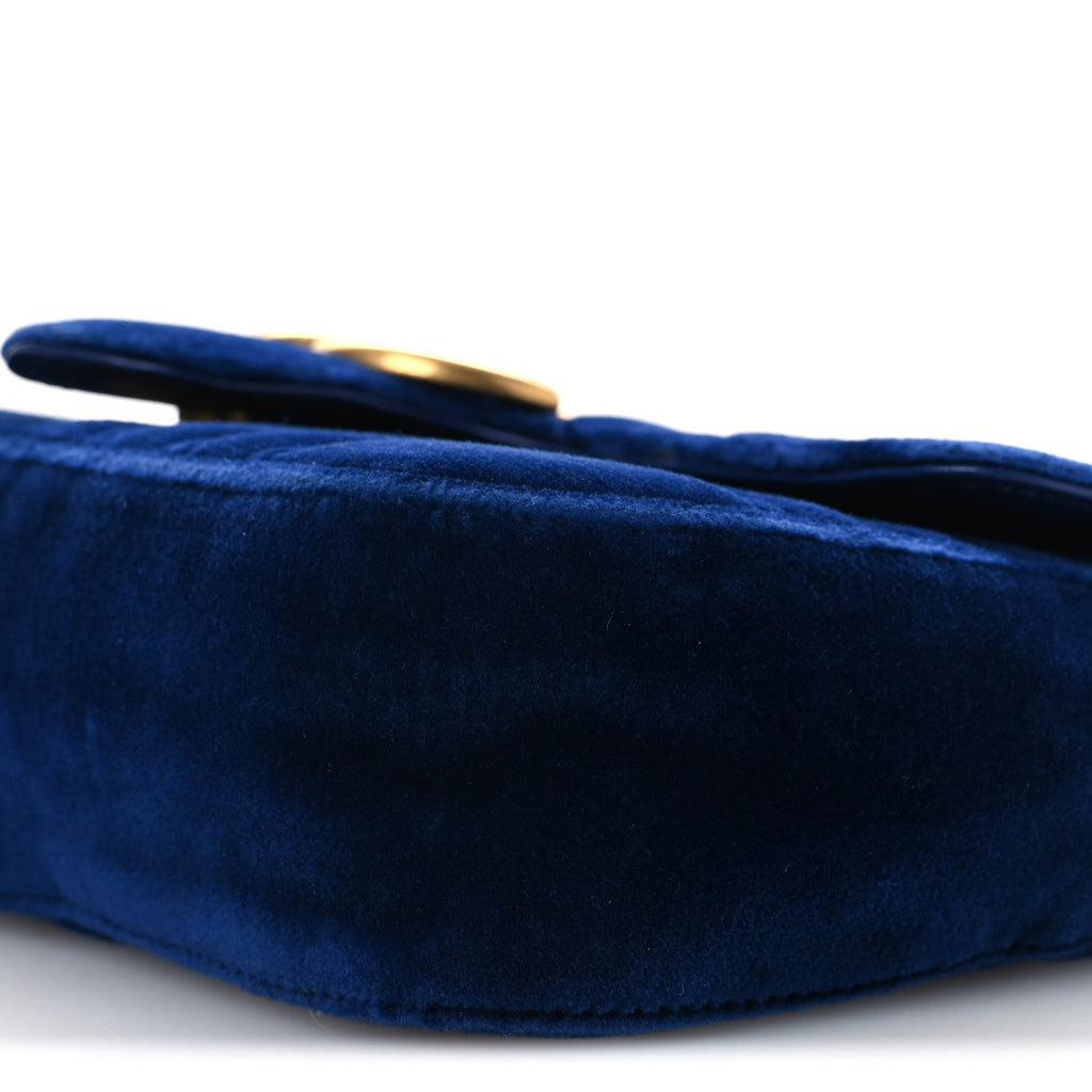 Velvet Matelasse Mini GG Marmont Shoulder Bag Cobalt Blue