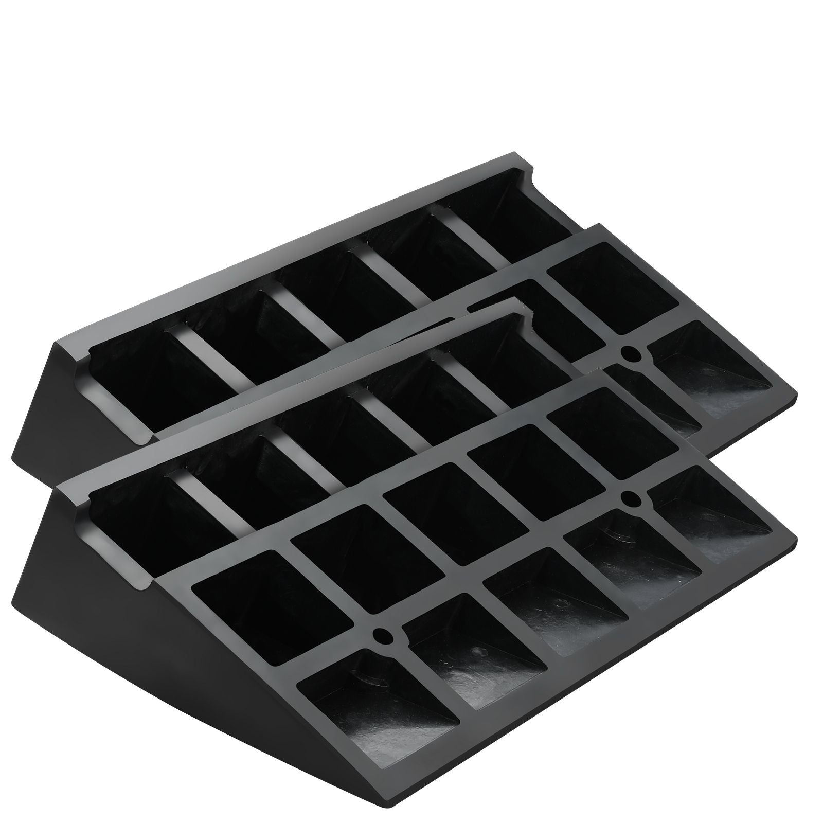 Rubber Curb Ramp 2 Pack, 4.3" Rise Height Heavy-Duty 33069 lbs/15 T Capacity Threshold Ramps, Driveway Ramps with Stable Grid Structure for Cars, Wheelchairs, Bikes, Motorcycles