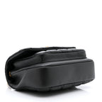 Calfskin Quilted Top Handle Flap Black