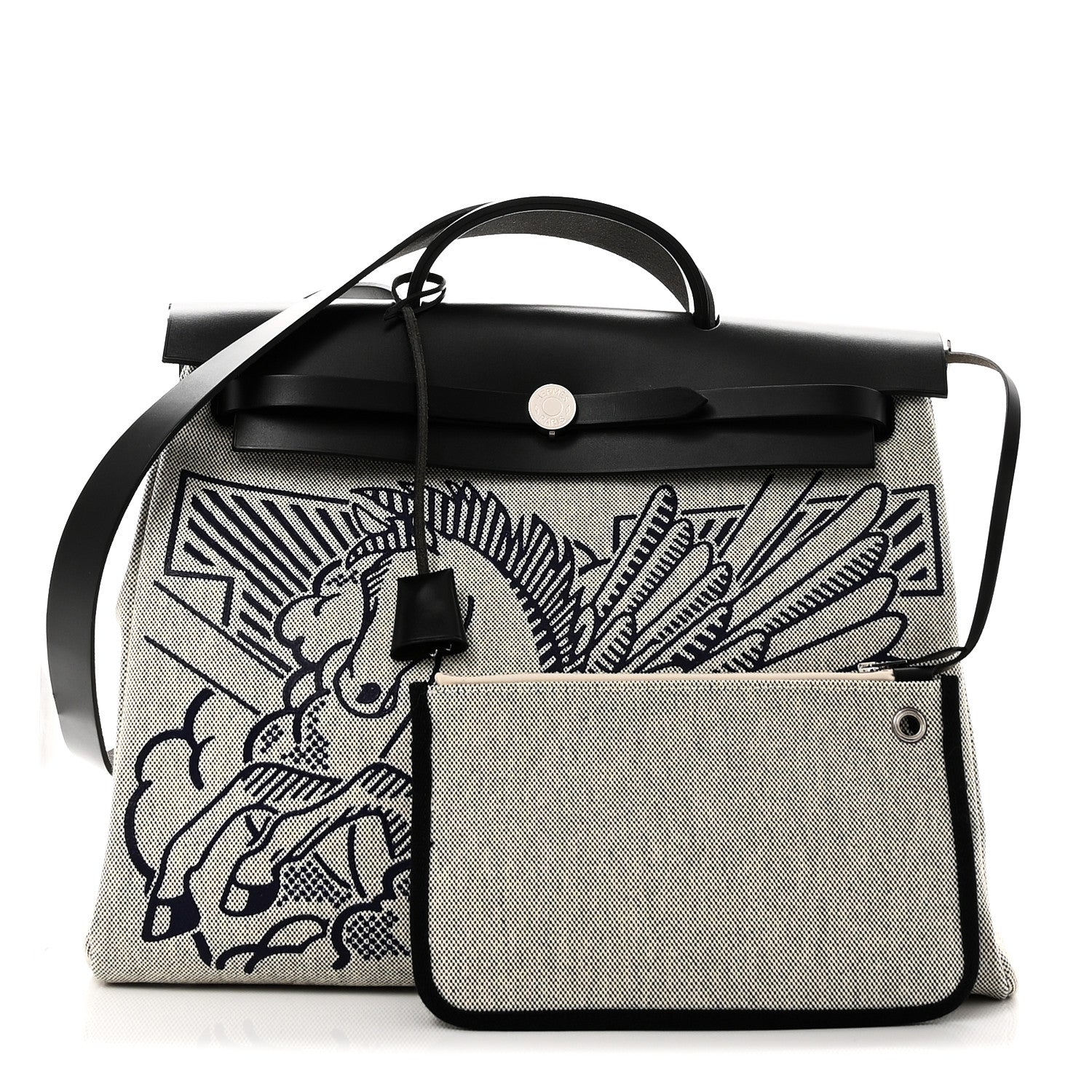 Vache Hunter Toile H Pegase Pop Herbag Zip Retourne 39 MM Bleu Indigo Ecru Black