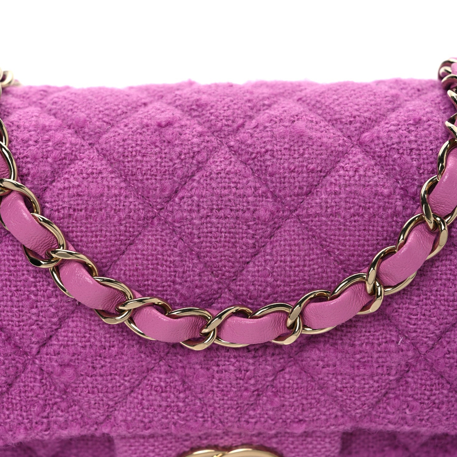 Tweed Quilted Mini Rectangular Flap Purple