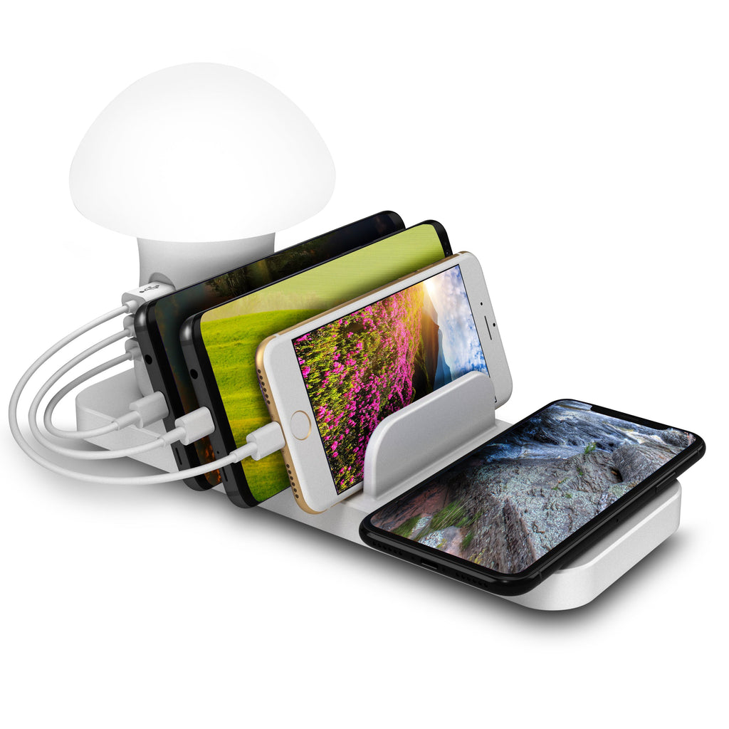 3-in-1 Desk Organizer with Wireless Charging Station and Reading Light