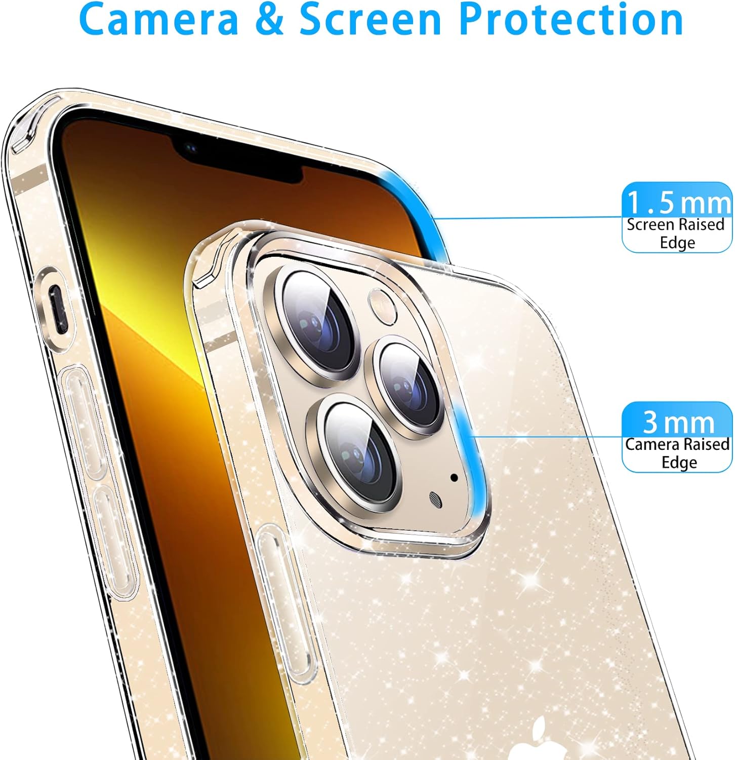 Entronix Case Compatible with iPhone 11 Pro Max - [Hard Back] Glitter Clear