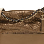Metallic Aged Calfskin Quilted Medium Gabrielle  Bronze