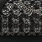 Suede Glitter Calfskin Embellished Paloma Clutch Black