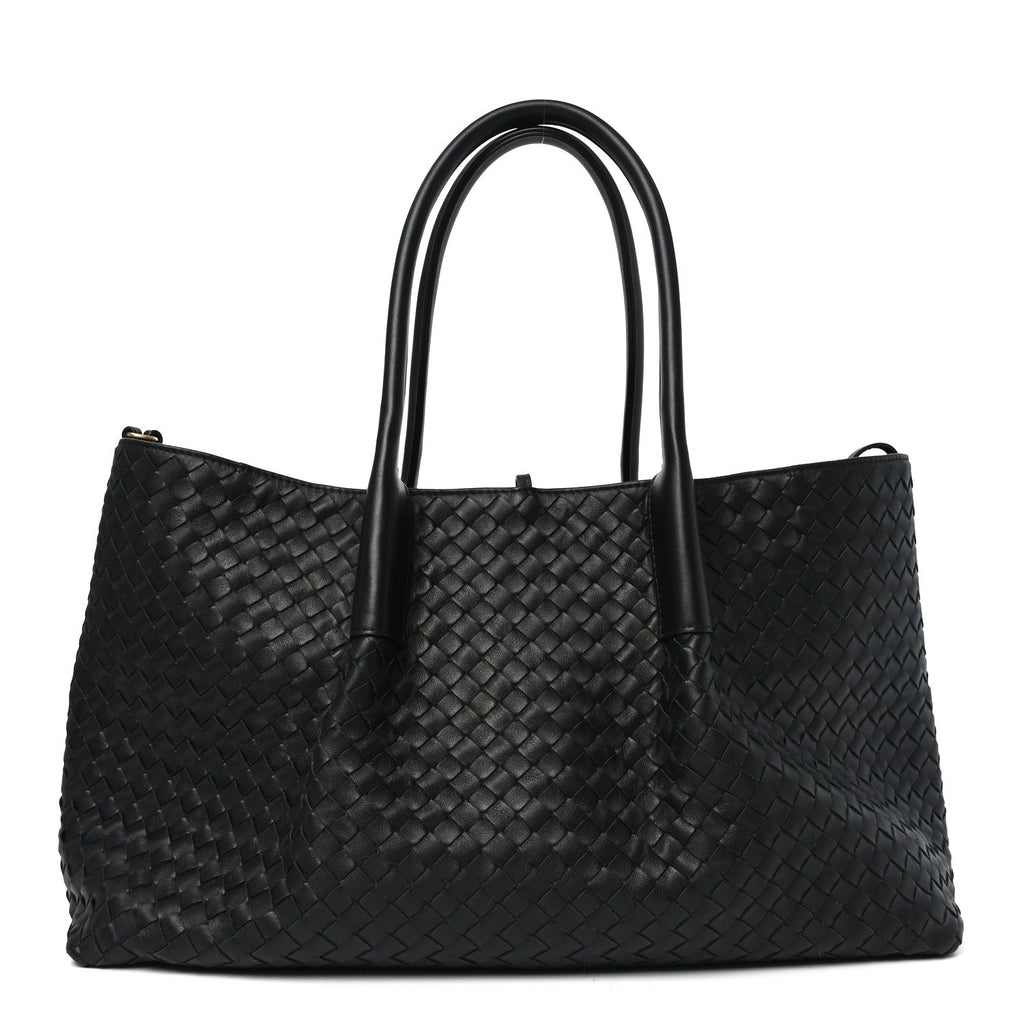 Calfskin Intrecciato Large Pinacoteca Reversible Tote Black