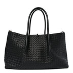 Calfskin Intrecciato Large Pinacoteca Reversible Tote Black