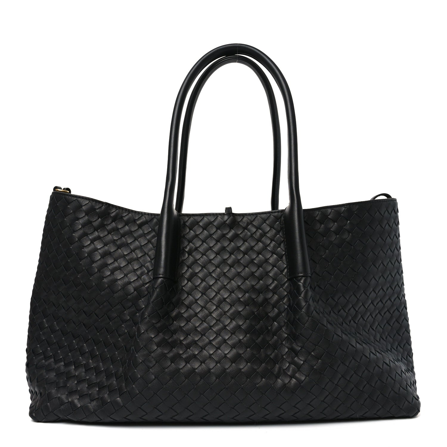 Calfskin Intrecciato Large Pinacoteca Reversible Tote Black