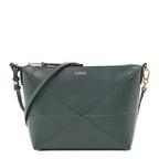 Shiny Calfskin Puzzle Fold Pouch Vetiver