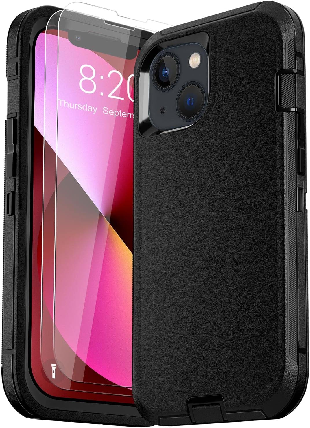 Entronix Bundle Compatible with iPhone 13 - Heavy Duty Case & 2 Clear Screen Protectors