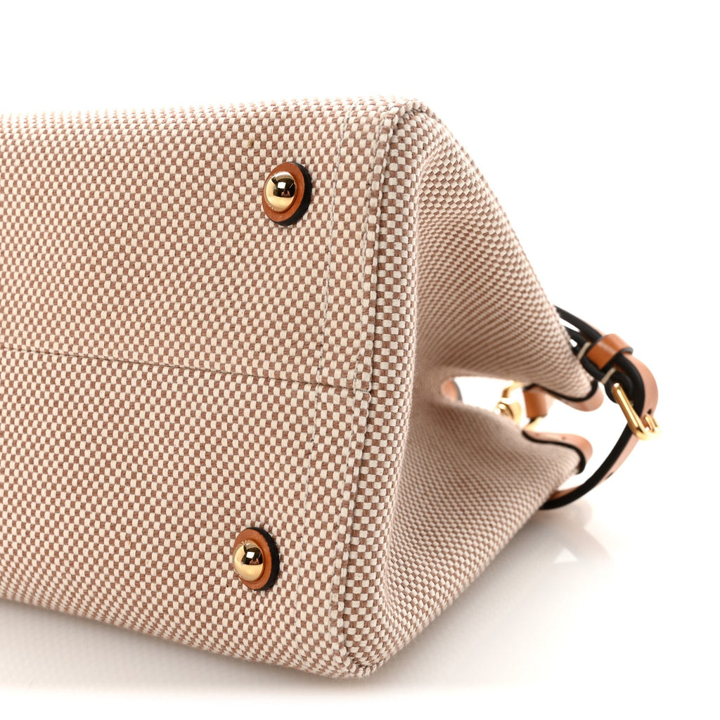 Jacquard Canvas Small Vlogo Antibes Shopping Bag Camel Natural