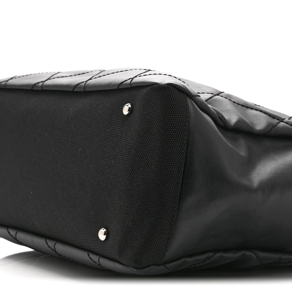 Coated Canvas Quilted Large Paris Biarritz Tote Black