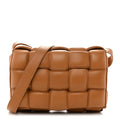 Nappa Maxi Intreccio Padded Cassette Crossbody Bag Caramel