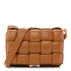 Nappa Maxi Intreccio Padded Cassette Crossbody Bag Caramel