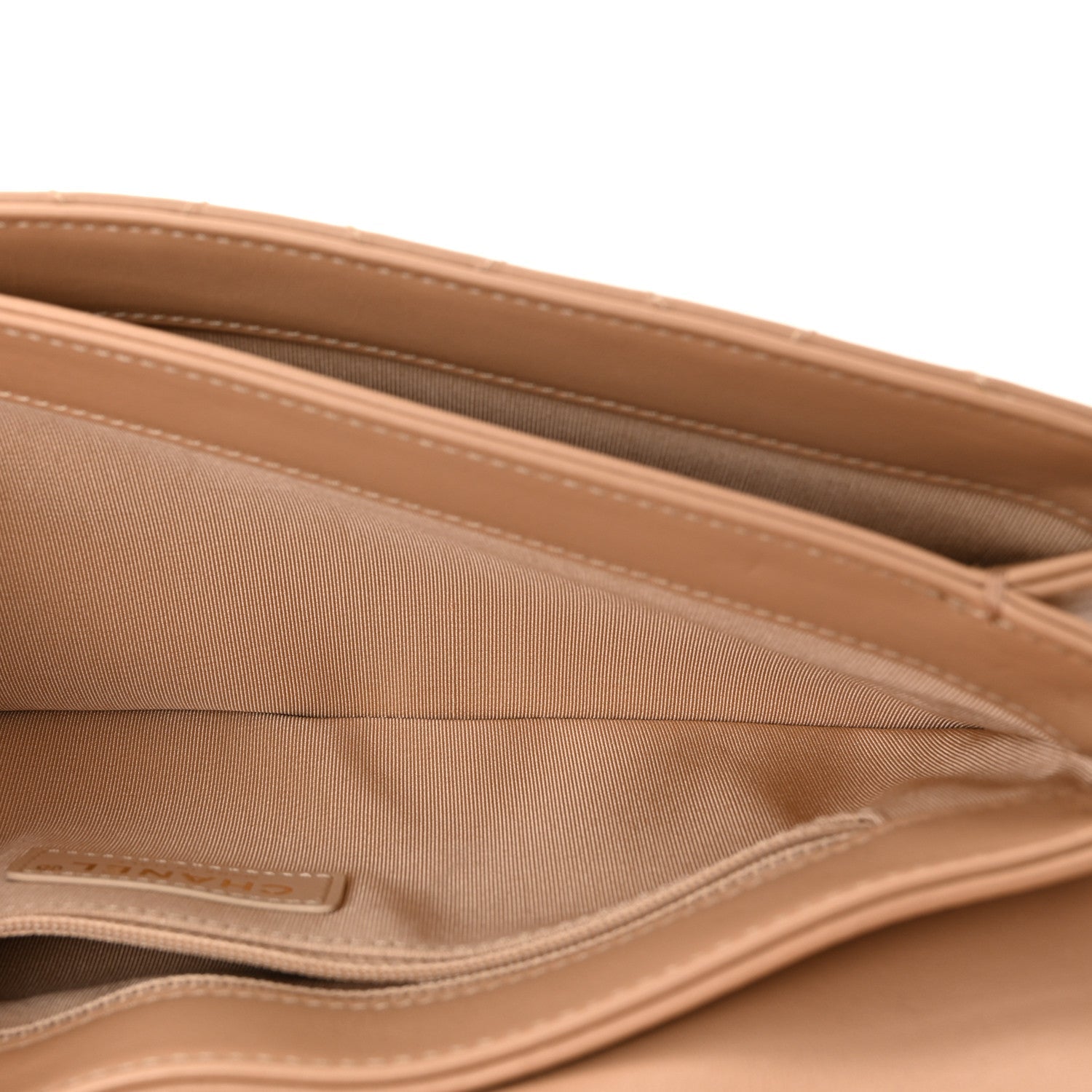 Calfskin Quilted Enchained Clutch Beige