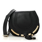 Calfskin Mini Marcie Metal Bar Trim Crossbody Bag Black