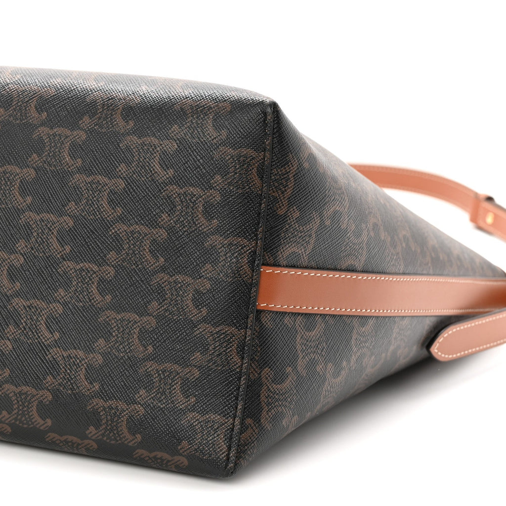 Triomphe Canvas Calfskin Shopper Tote Tan