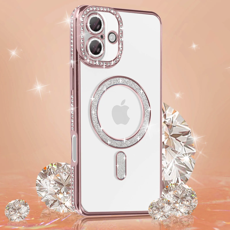 Entronix [Magnetic] Case Compatible with iPhone 17 - [Clear Back] Luxury Diamonds