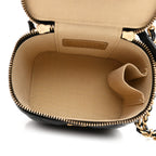 Lambskin Quilted Mini Pearl Crush Vanity Case With Chain Black