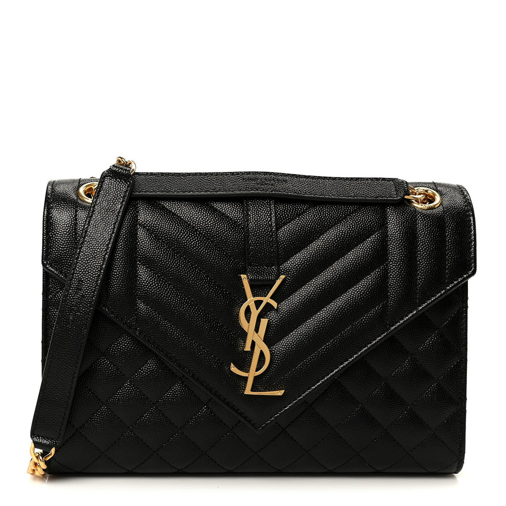 Grain De Poudre Textured Mixed Matelasse Triquilt Medium Monogram Satchel Black