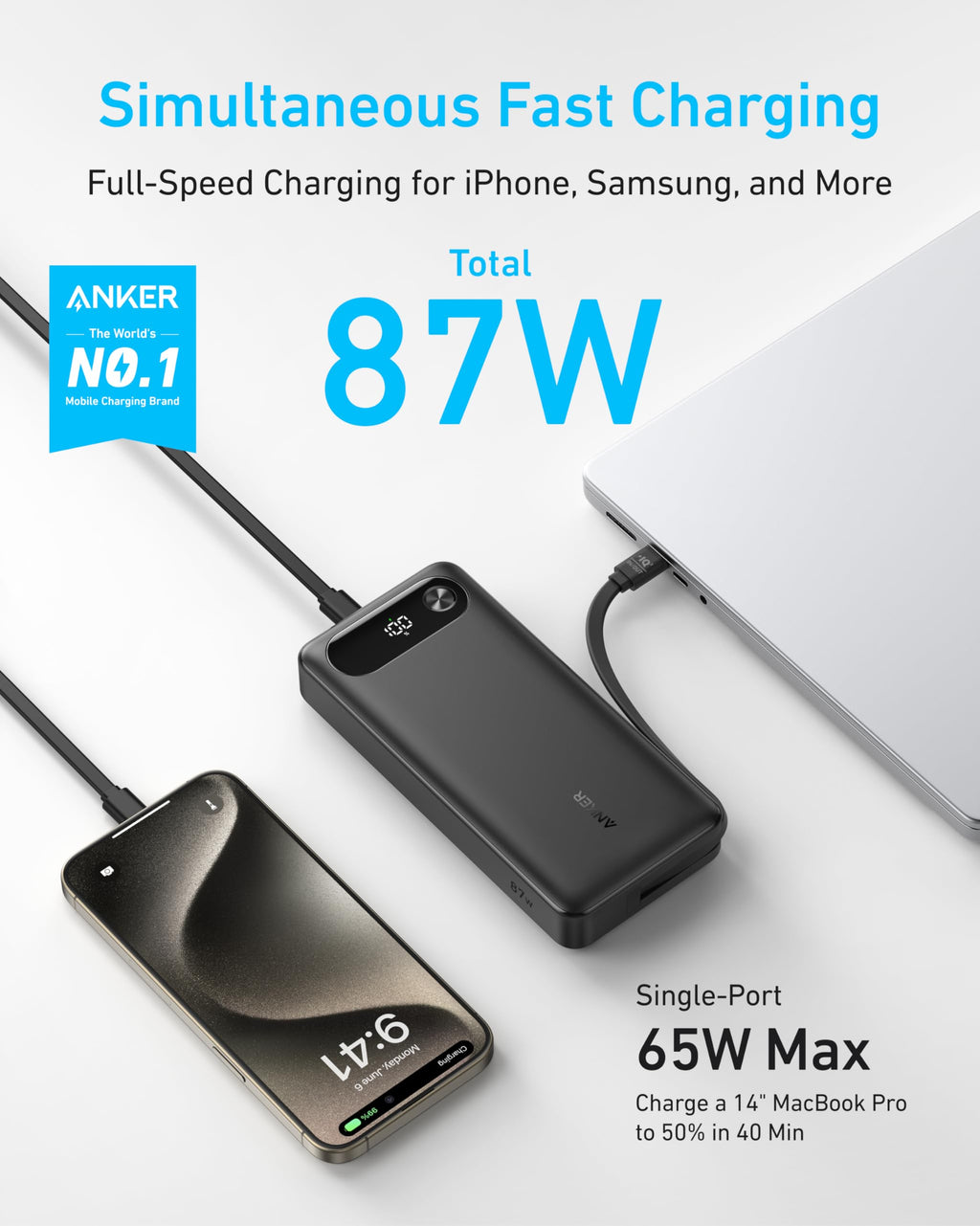 Anker Power Bank (20K, 8wer Ban7W, Built-In USB-C Cable) and Anker MagGo Pok (10K, Slim)