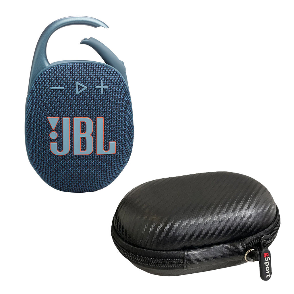 JBL Clip 5 Ultra Portable Bluetooth Speaker with gSport Carbon Fiber Case (Blue)