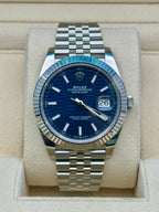Rolex Steel and White Gold Rolesor Datejust 41  - Blue Motif Index Dial - Jubilee Bracelet - 126334 bmj