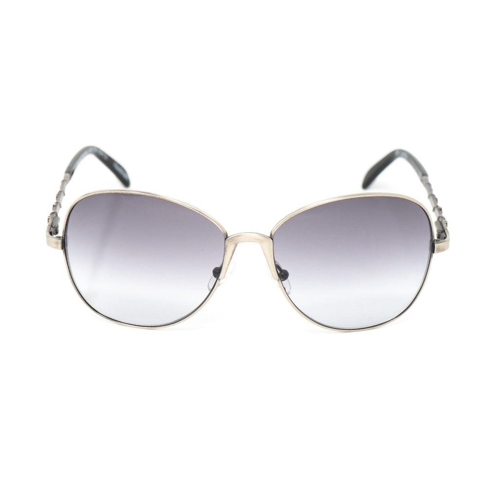 Buddhist Punk Sunglasses Rectangular Antique Silver and Grey