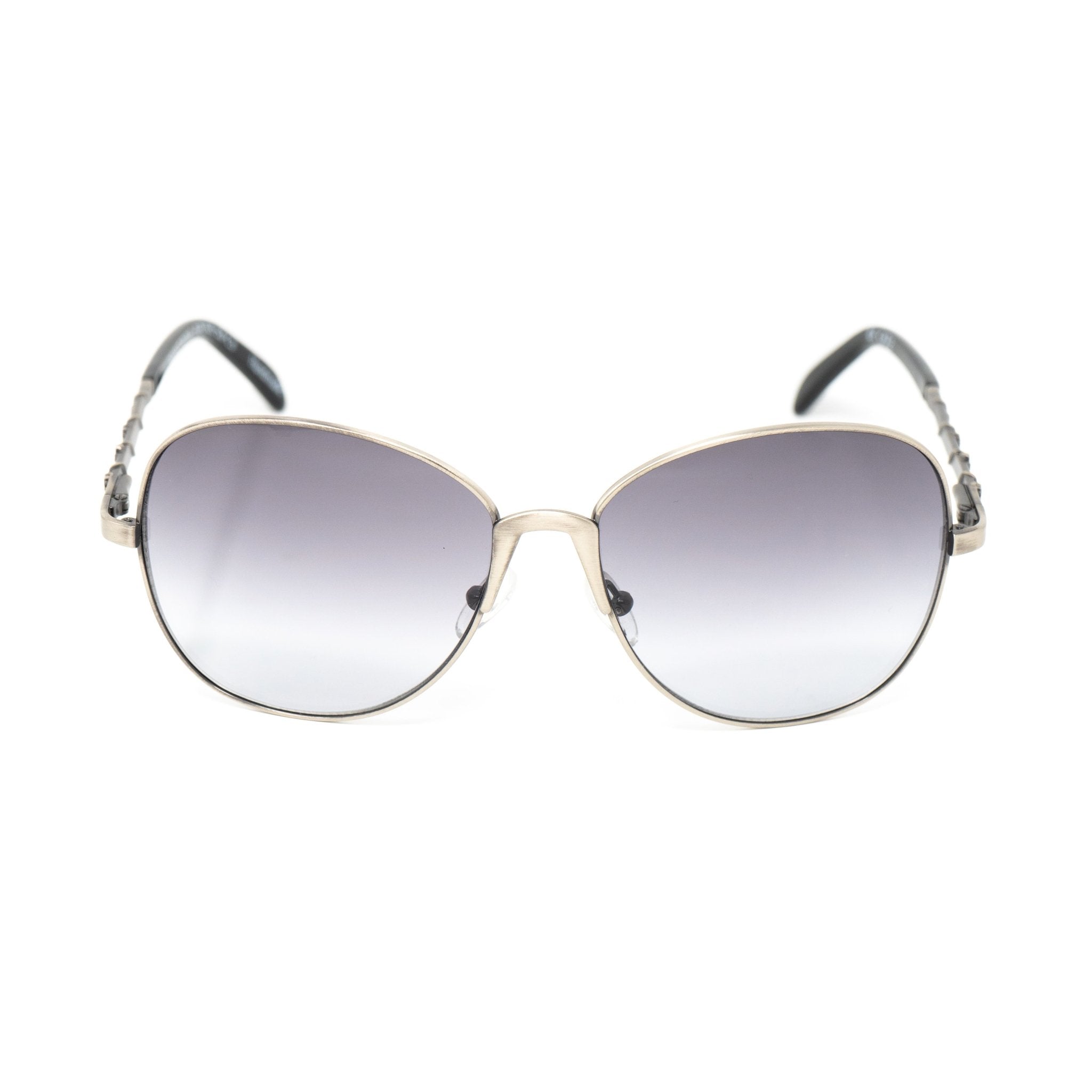 Buddhist Punk Sunglasses Rectangular Antique Silver and Grey