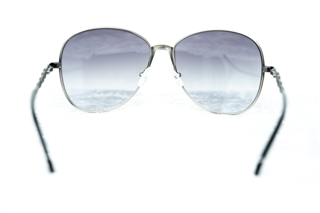 Buddhist Punk Sunglasses Rectangular Antique Silver and Grey