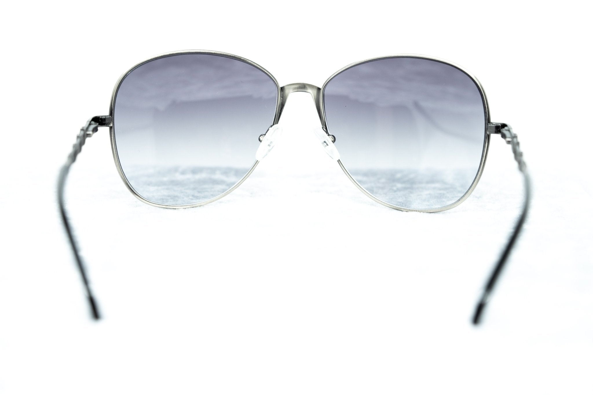 Buddhist Punk Sunglasses Rectangular Antique Silver and Grey