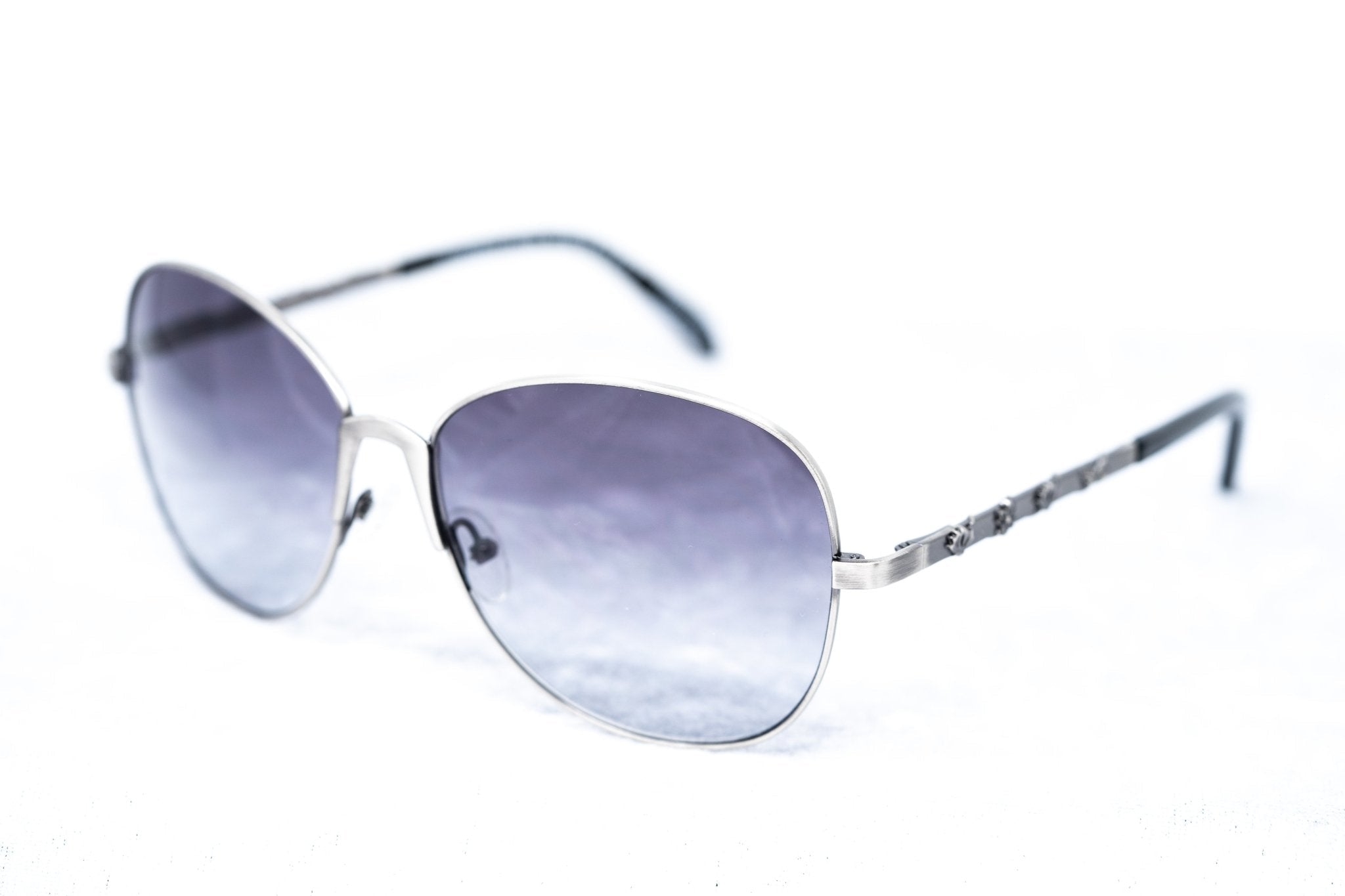 Buddhist Punk Sunglasses Rectangular Antique Silver and Grey
