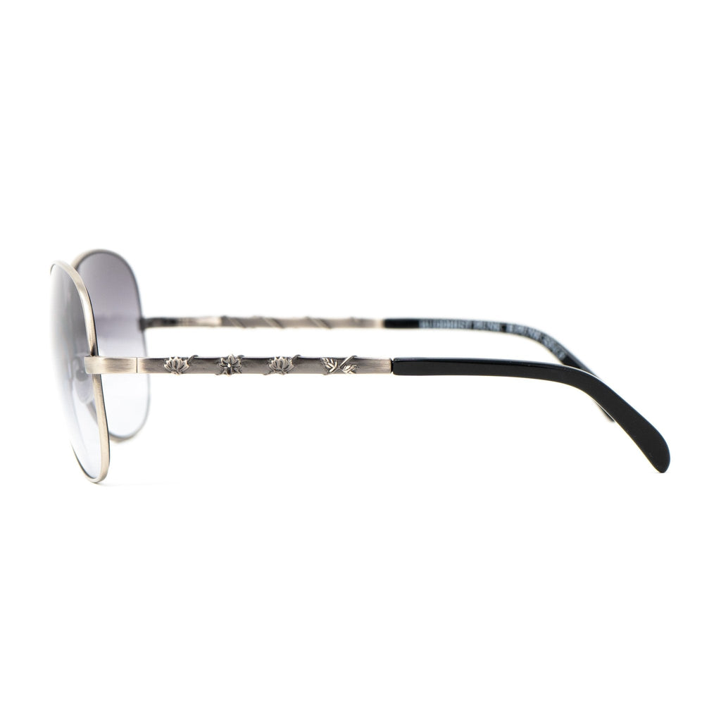 Buddhist Punk Sunglasses Rectangular Antique Silver and Grey