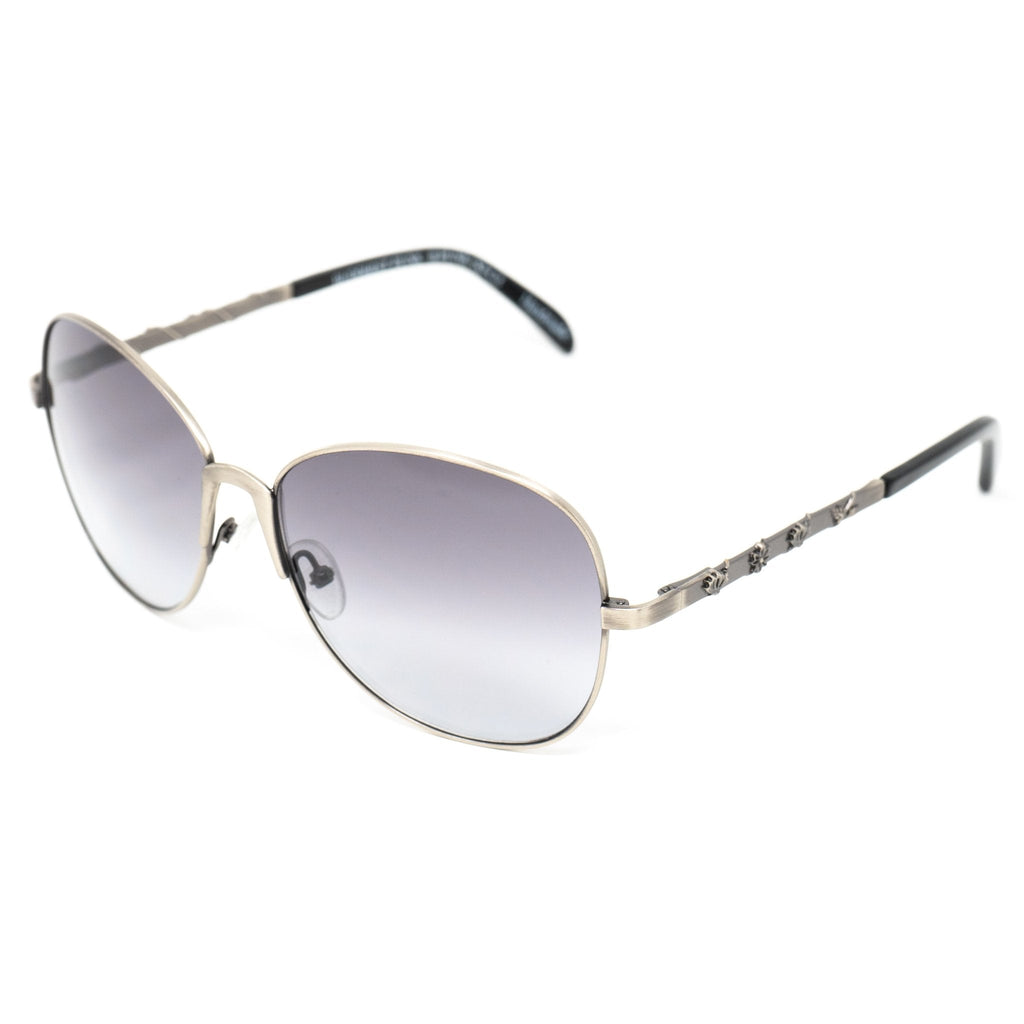 Buddhist Punk Sunglasses Rectangular Antique Silver and Grey