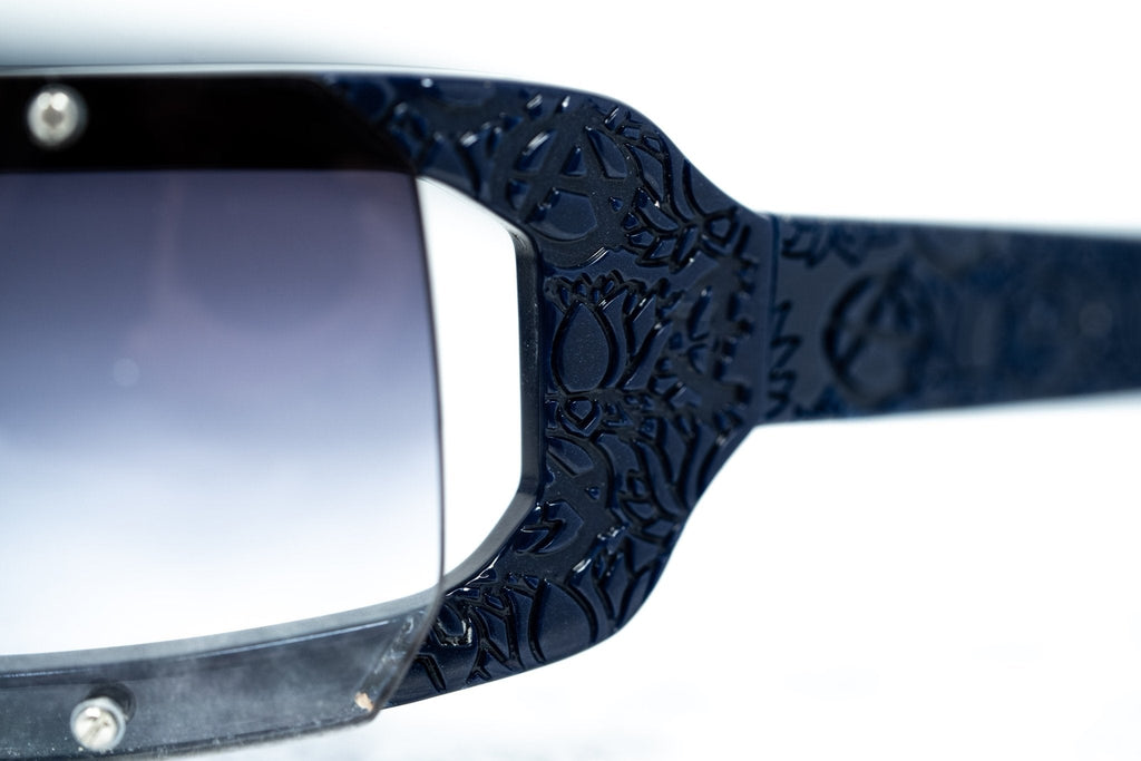 Buddhist Punk Sunglasses Rectangular Navy and Grey
