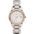 Burberry Ladies Watch Check Stamped Two Tone 34mm