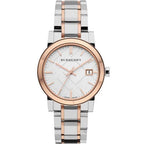 Burberry Ladies Watch Check Stamped Two Tone 34mm