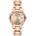 Burberry Ladies Watch Diamond 34mm Check Stamped Rose Gold PVD