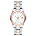 Burberry Ladies Watch Diamond Check Stamped 34mm Two Tone Rose Gold