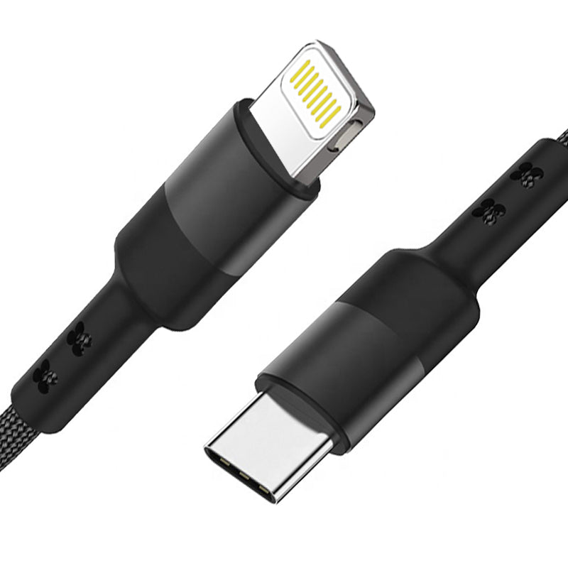Power Delivery Usb-C To 8-Pin Fast Charging & Sync Nylon-Braided 5Ft Cable In Black
