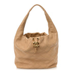 Calfskin Quilted Small Maxi Hobo Beige