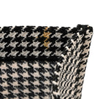 Canvas Houndstooth Embroidered Large Book Tote Black White
