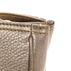 Metallic Pebbled Calfskin Medium Bamboo Shopper Tote Golden Beige