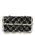 Tweed Patent Quilted Rectangular Flap Black White