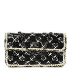 Tweed Patent Quilted Rectangular Flap Black White
