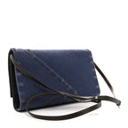 Denim Calfskin The Story Shoulder Bag Blue