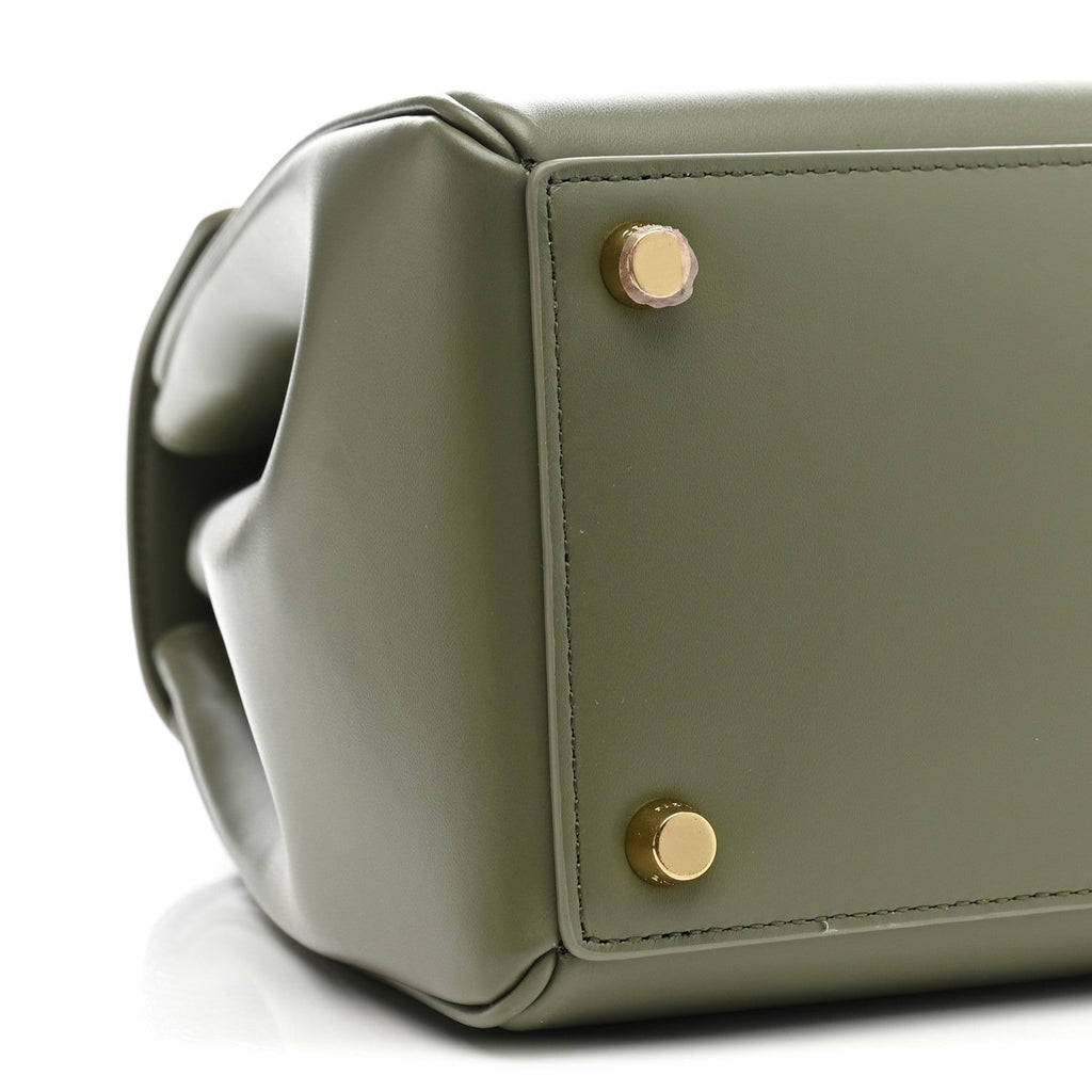 Satinated Calfskin Medium 16 Top Handle Bag Sage