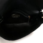 Shearling Lambskin Crystal Strass Flap Black